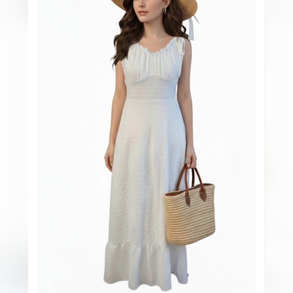 Dresses & Skirts - Elegant White Sleeveless Dress